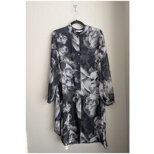 Compli K sheer floral button up tunic top